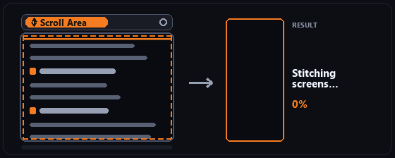 Animated preview of TokenSlice's scroll-capture feature stitching a tall webpage into one clean image